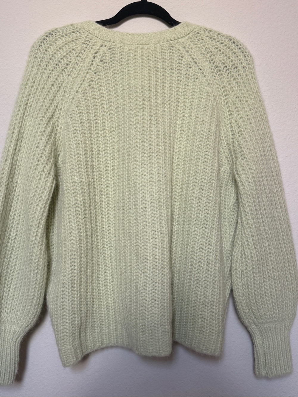 Sezane Alpaca Soft Mint Green Ribbed Button Basile Cardigan - Picture 3 of 8